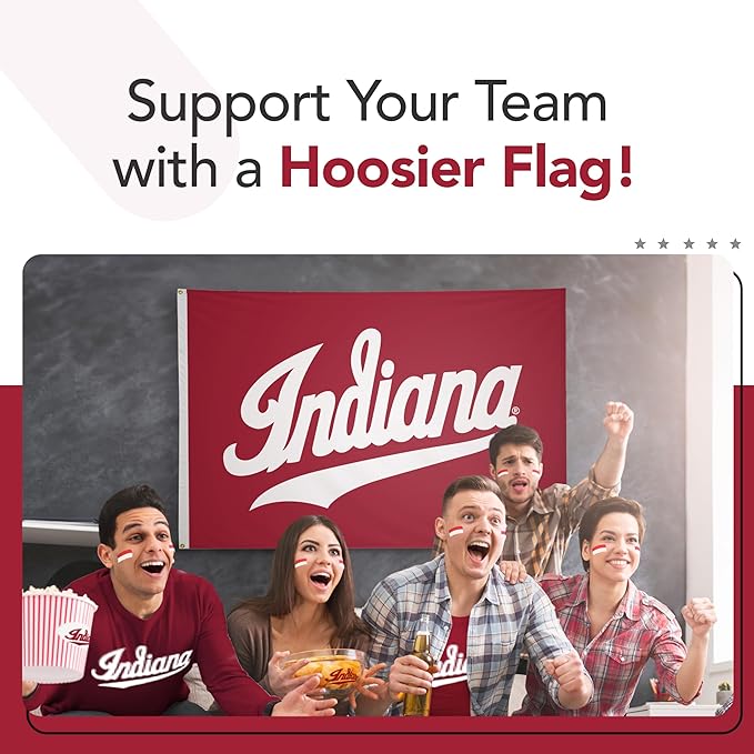 Indiana Hoosiers 5' x 8' College Sports Printed Flag - NCAA Licensed - Nylon - School Banner (White, Red)