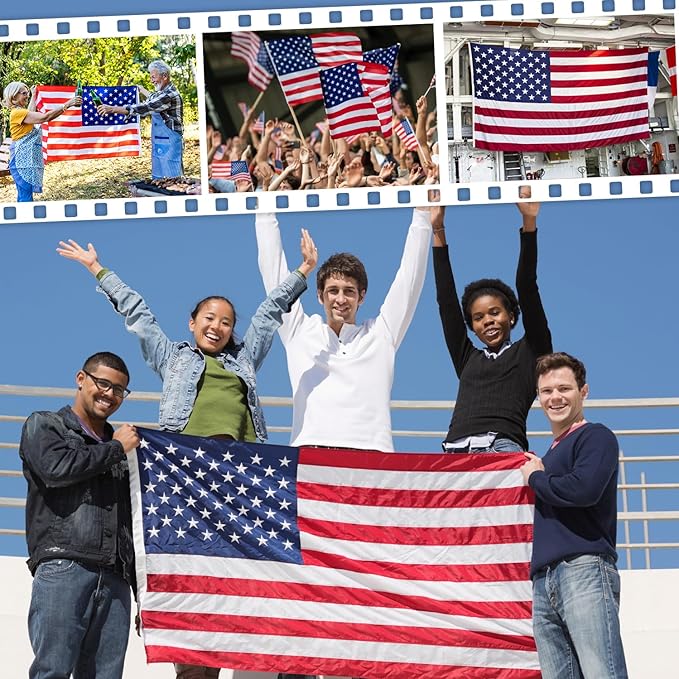 American Flag 4x6 FT Outdoor, Heavy Duty High Wind US Flag, Embroidered Stars, Sewn Stripes, Brass Grommets, Indestructible Tough Double Sided United States Flag Suitable for Outside Use