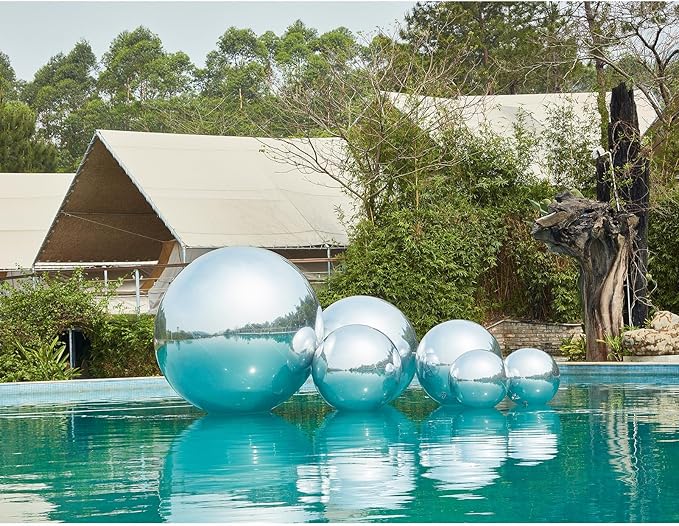 Generic Big Shiny Balls Giant Inflatable Mirror Balls for Events & Decor - Party, Advertising, Shows, Stage Decoration - Hanging & Standing-Various Sizes & Colors - Silver (1.8m/5.9ft)