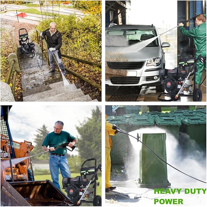 4200PSI Gas Pressure Washer 4.0GPM Gas Power Washer 212CC Gas Powered Washing Machine Commercial High Pressure Washer with 25ft Hose&5 Nozzles for Patio Garden Yard Vehicle,EPA/CARB/ETL (Black)