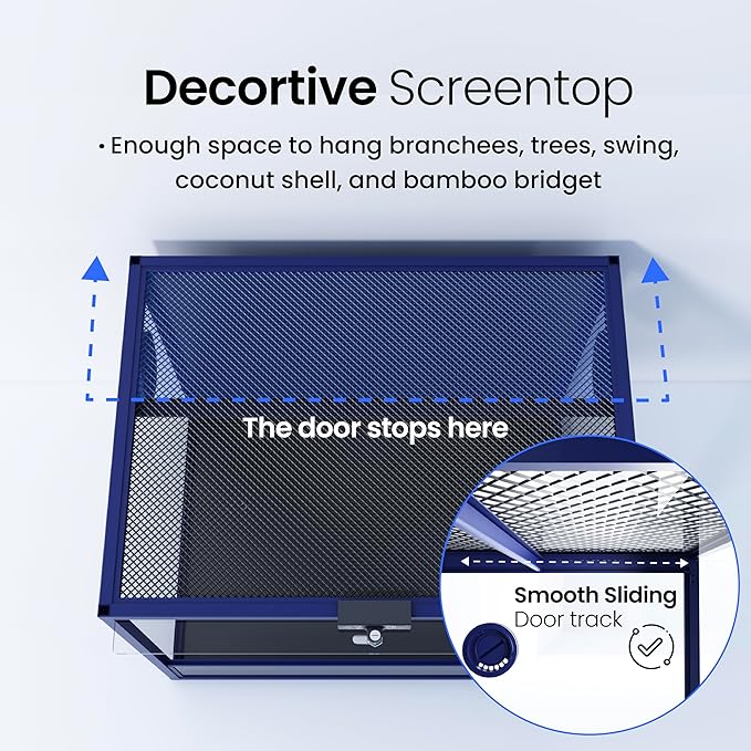 MagicCube 18'' x 18'' x 18'' Reptile Tank with Lock, 24 Gallon Reptile Terrarium with Flip-Up Tempered Glass Door, Top Screen Ventilation for Leopard Gecko - Bottom Not Leakproof