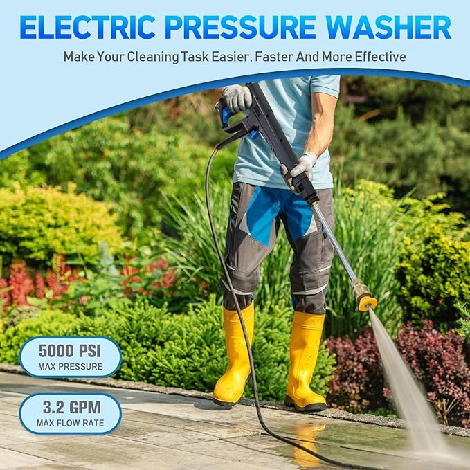 Pressure Washer Power Washer with Touch Screen, 5000PSIIMAX, 4 Quick Connect Nozzles and Foam Cannon, High Pressure Cleaning Machine for Cars/Fences/Driveways/Patios