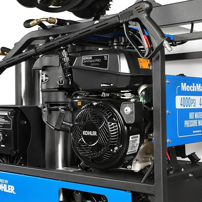 4000 PSI 4 GPM Kohler E-Start Engine Hot Water Pressure Washer Skid Mounted with 245 Gal Tank, Model HPW40KBT