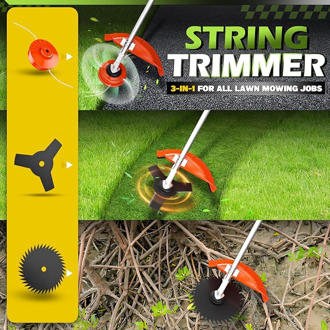52cc Weed Eater 3 in 1 Gas Brush Cutter, String Trimmer and Weed Wacker for Weeds and Grass (52cc Shoulder)