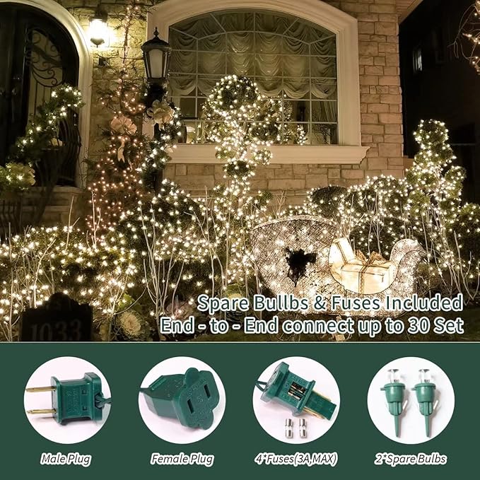 Led Christmas Net Lights Outdoor Christmas Decorations Lights 150LED 6ftx4ft, Connectable Outdoor Fairy Mesh String Lights for Party, Holiday, Wedding, Tree, Bushes Decorations (Warm White)