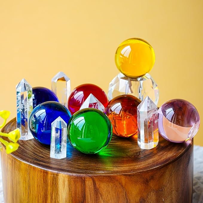 8pcs Colorful Crystal Balls Decoration for Home 40mm Rainbow Color Glass Balls Healing Spheres Quartz Decorative Balls for Dinner Party Centerpiece