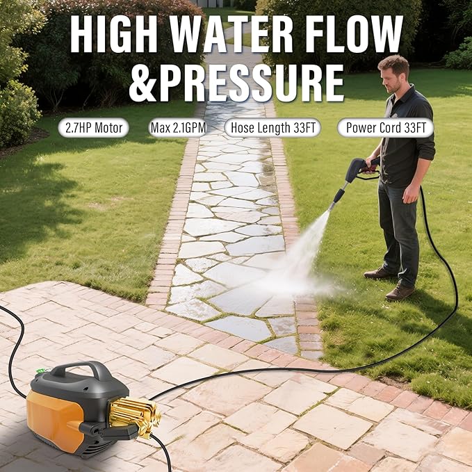 Pressure Washer, Power Washer with nozzles, Connect Nozzles,GFCI Power Cord,Foam Cannon for Cars/Fences/Driveways/Patios/Homes