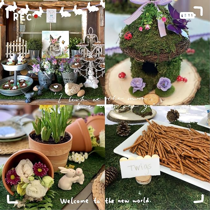 Byher Dried Moss Table Runner for Party Garden Decoration , Dark Green (30cm X 92cm ( 12" x 36" ))