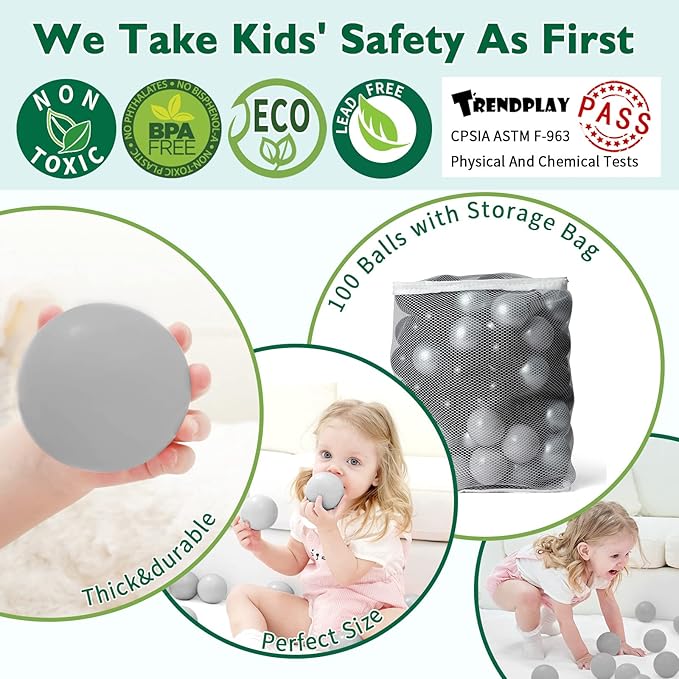 TRENDPLAY Plastic Balls for Ball Pits 2.2 Inch, Pack of 50 100 200 500 Hollow Balls, Perfect for Toddler Baby Pools,Party,Festival Decoration