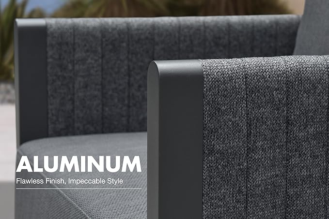 PURPLE LEAF 9 Pieces Patio Conversation Sets with Ottoman All Weather Outdoor Couch Sectional Set with Cushion Patio Conversation Set for Garden Poolside Backyard Gray