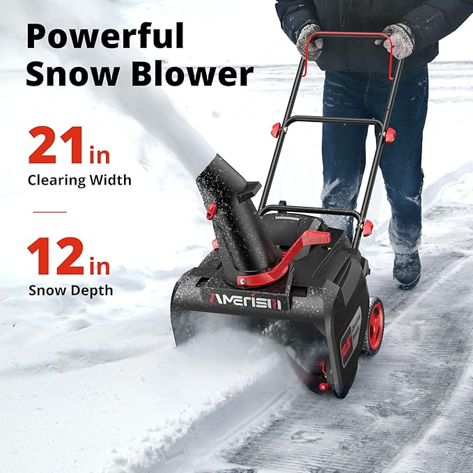 21-Inch 212cc Gas Snow Blower, Single-Stage Snow Thrower with Recoil Start, 180° Adjustable Chute, 21" Clearing Width, 8-in Wheels, Lightweight Snow Removal for Driveway & Sidewalks