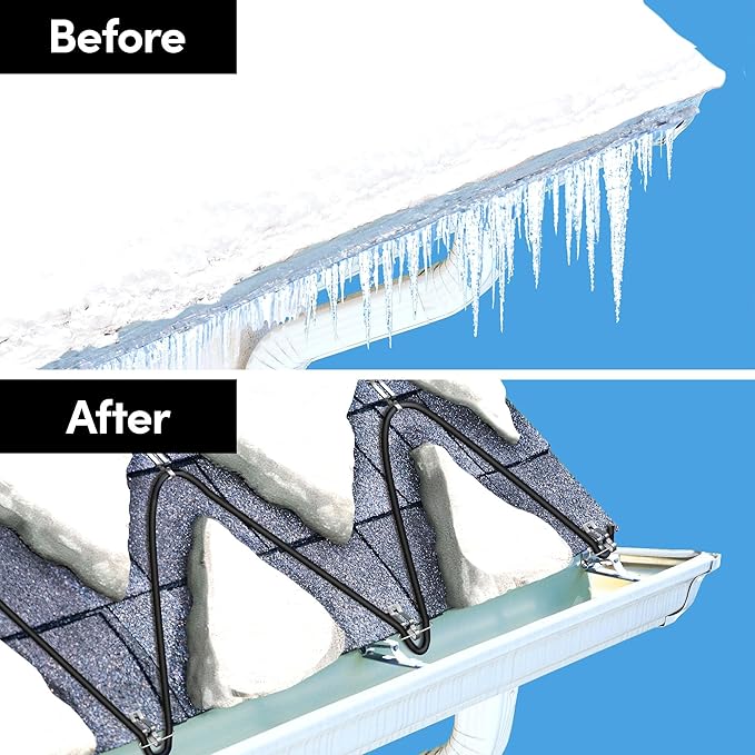 WarmlyYours Roof Snow De-Icing Heat Cable 240 ft., 5 Watts/ft. Heat Tape for Roof and Gutters, Ice Dam and Snow Damage Prevention System with Clips and Spacers (Ice Shield)