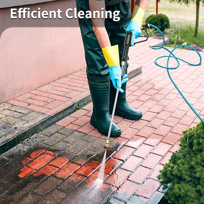 POHIR 3600PSI Pressure Washer Gun and Hose 50ft, Power Washer Hose Gun 15 in Extension Wand Accessories Replacement Parts Kit with Nozzle Tips and 3/8'' QC Set Suitable for Home and Outdoor Cleaning