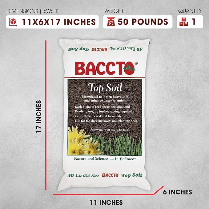 1550P Baccto Top Soil for Lawns, Gardens, and Raised Planting Beds with Reed Sedge, Peat, and Sand, 50 Pounds (8 Pack)