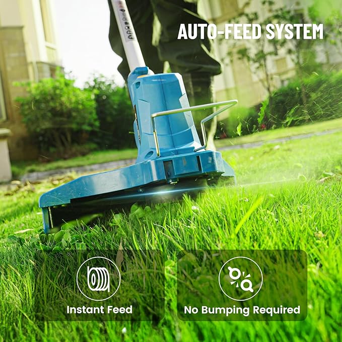 Seesii String Trimmer : 12’’ Cordless Weed Wacker & Edger with 2 * 4.0Ah Batteries - Electric Lawn Mower with 1.3’’/2.1’’ Adjustable Deck - 3-in-1 Battery Lawn Mower for Garden/Yard