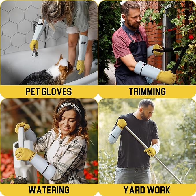 HANDLANDY Rose Gloves for Men & Women, Long Leather Gardening Gloves Thorn Proof, Best Garden Gifts & Tools for Gardener (Yellow-beige, X-Large (Pack of 1))