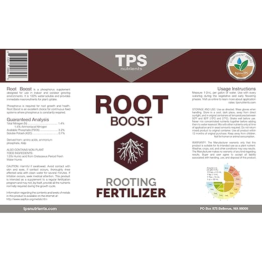 TPS NUTRIENTS Root Boost Advanced Rooting Formula for Living Soil and White Roots, Plus Microbes, 1 Gallon (128 oz)