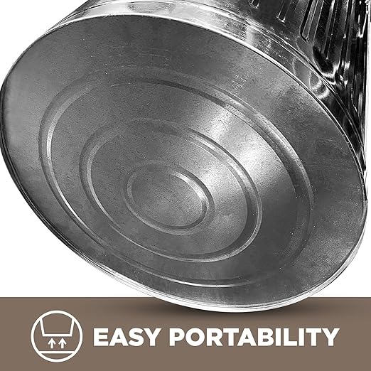 Plexon Metal Trash Can with Lid Outdoor 20 Gallon Galvanized Steel Garbage Bucket with Lid Silver, 6 Pack