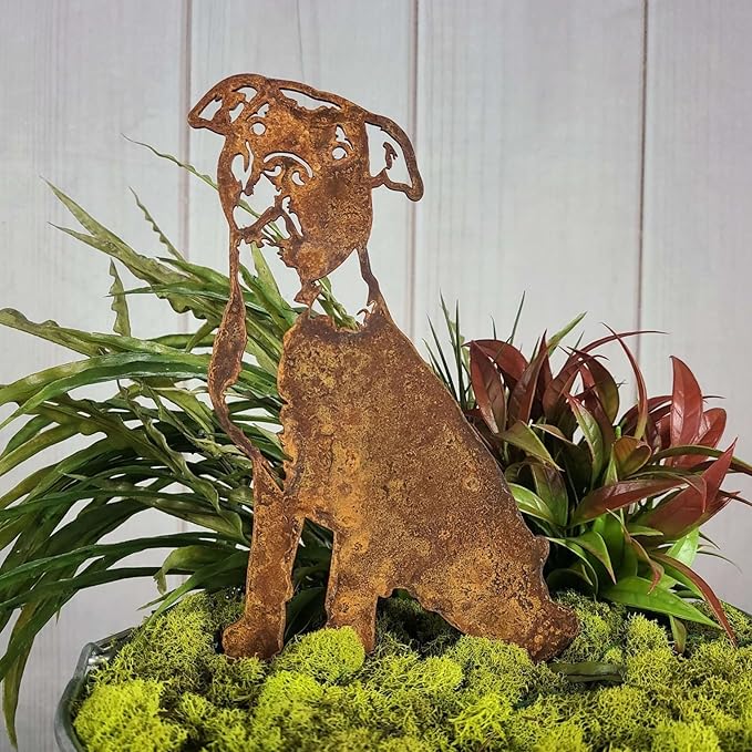Corten Steel American Pit Bull Terrier Dog Silhouette Yard Stake (Small)