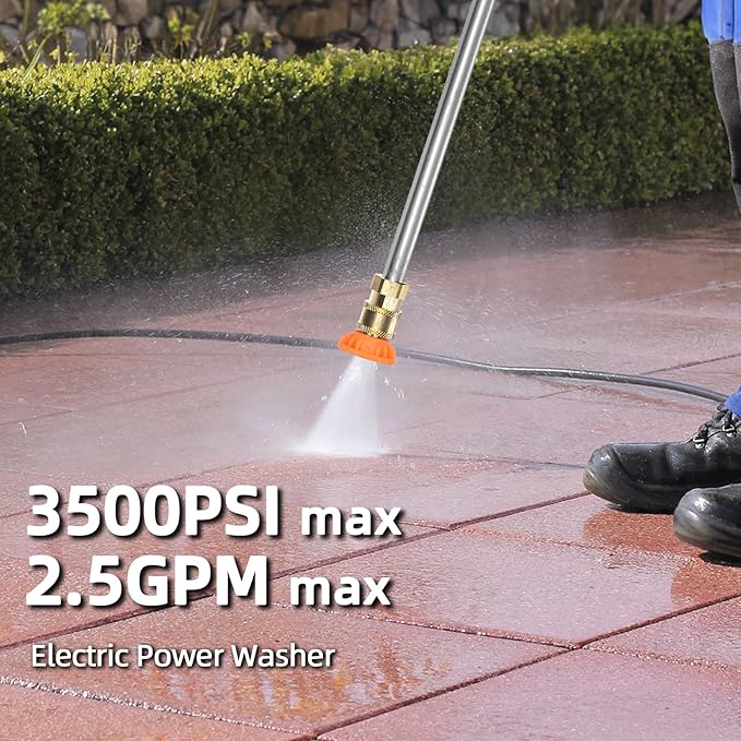 EVEAGE Electric Powerful Pressure Washer - 3500PSI Max 2.5GPM Power Washer with 20FT Hose 4 Quick Connect Nozzles, Soap Tank Clean Cars, IPX5 Car Wash Machine/Car/Driveway/Patio Clean