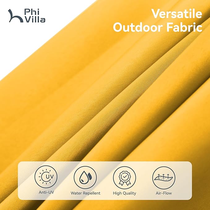 PHI VILLA 15ft Large Patio Umbrellas with Base Included, Outdoor Double-Sided Rectangle Market Umbrella with Stand, Outside Umbrellas for Poolside Lawn Garden, Golden Yellow