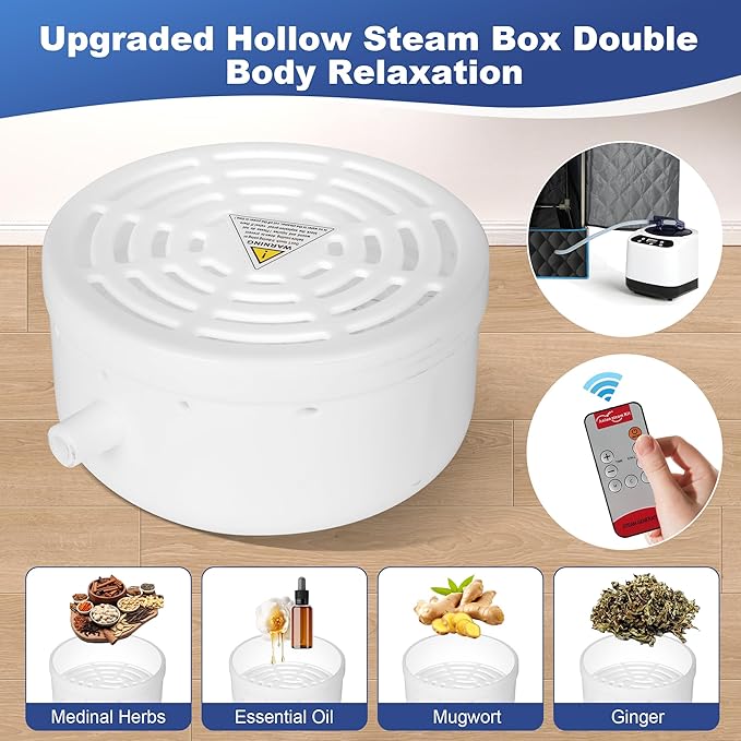 Upgraded Sauna Box - Portable Sauna for Home with 3L 1200W Steamer, 9 Levels, 5-Layer Thermal Insulation Tent with 3 Windows, Home Sauna for Relaxation, Detoxification, Size 2.6' x 2.6' x 5.9'