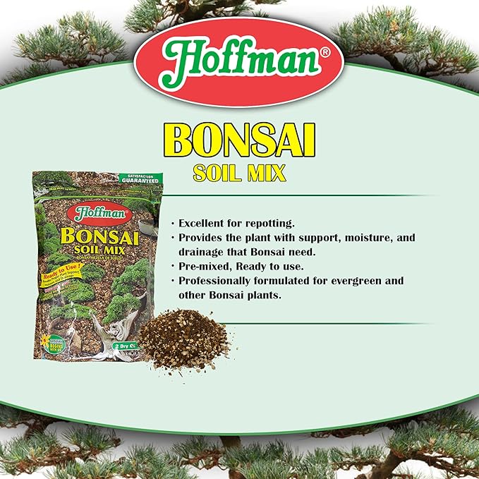 Hoffman Ready to Use Bonsai Soil Potting Mix to Provide Proper Support, Moisture, and Drainage, 2qt Bag, 3 Pack
