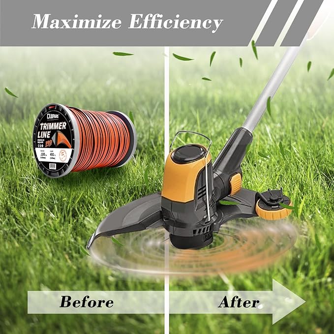 Cluparis 5-Pound Super Heavy Duty Trimmer Line .155-Inch-by-492-ft Square Pro Trimmer Line Spool 3-Component Tri-Extrusion Weed Eater String with Super Line Cutter