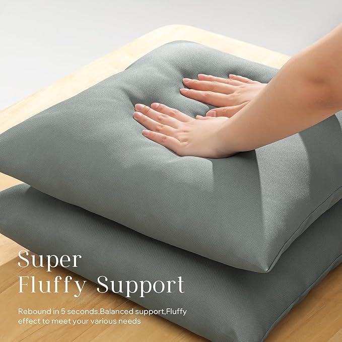 Phantoscope Pack of 2 Premium Dual Usage Outdoor Pillow Inserts, Waterproof Throw Pillows No Cover Needed, Colorful Decorative Couch Sham Cushion Stuffer Patio Couch Tent, Gray 18 x 18 Inches