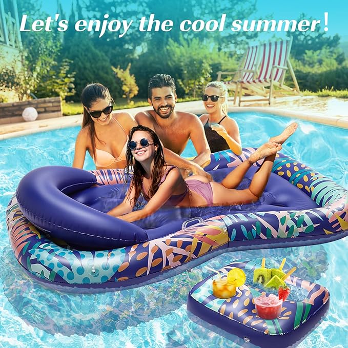 HeySplash Pool Lounger Float for Adult, Inflatable Pool Floats Bed Cooling Contour Lounger Rafts, Water Rafts for Lake, Outdoor Beach Pool Party