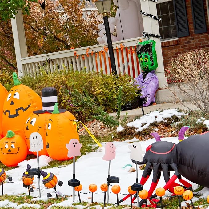 Retisee 4 Pack Halloween Ghost Solar Light with Stakes Outdoor Decorative Yard Signs with Waterproof Solar Lights Halloween Party Favors for Walkway, Pathway, Driveway, Yards, Garden, Lawn