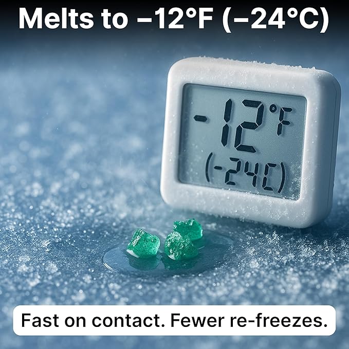 Thawtful Pet Safe Ice Melt – Pet Friendly Ice Melt, Snow Melt – Green Granules with CMA, Melts to −12°F (−24°C) - Driveway Salt & Sidewalk Salt for Ice (10 qt. - 21.3 lb.)