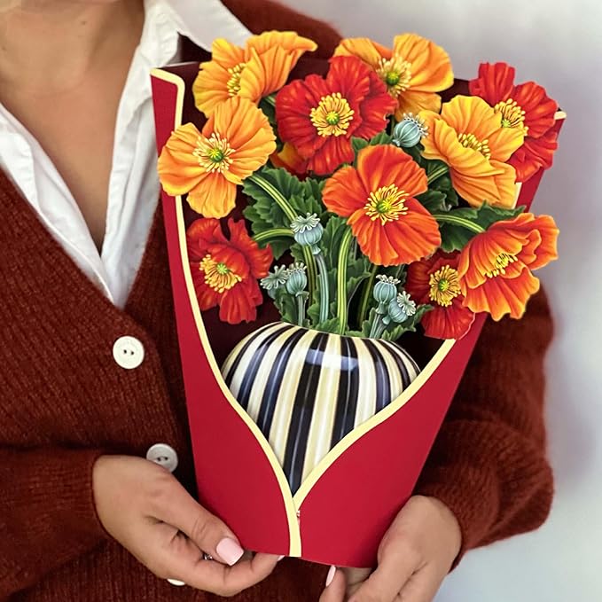 Freshcut Paper Pop Up Cards, French Blooms, 12 Inch Life Sized Forever Flower Bouquet 3D Popup Greeting Card, Birthday Cards, Thank You Card, Blank Notecard & Envelope