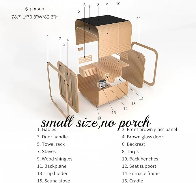 Customize Outdoor Steam Sauna 4-10 Person, Canadian Hemlock, Red Cedar Sauna, Porch Option, Glass Window Option, Wood Burning Stove or Harvia Heater, ETL Certificate(0-195 °F)