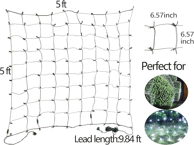 Christmas Lights Outdoor Decorations for Bushes,LED Connectable Bush Christmas Lights Outdoor Yard Mesh Shrub Net Light for Party, Holiday, Wedding, Tree,Bushes (Cool White)