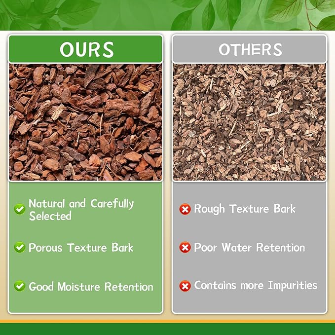 Legigo 8 Quarts Organic Orchid Potting Bark- All Natural Orchid Bark Potting Mix Pine Bark Wood Chips for Houseplant Mulch, Orchid Plants Root Development
