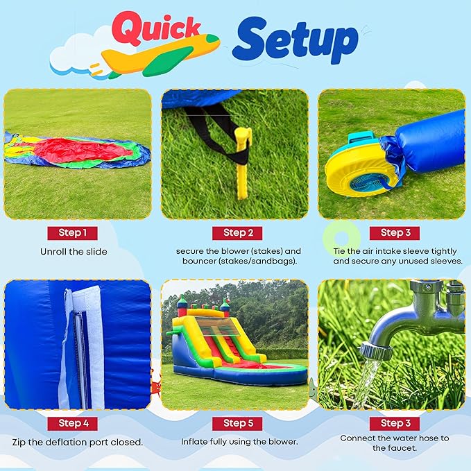 Commercial Inflatable Water Slide for Adults Kids, 100% PVC Inflatable Castle Big Water Slide with 950W Blower, Splash Pool, Large Waterslide Bounce House for Backyard Party, Outdoor Park, 21×9×12ft