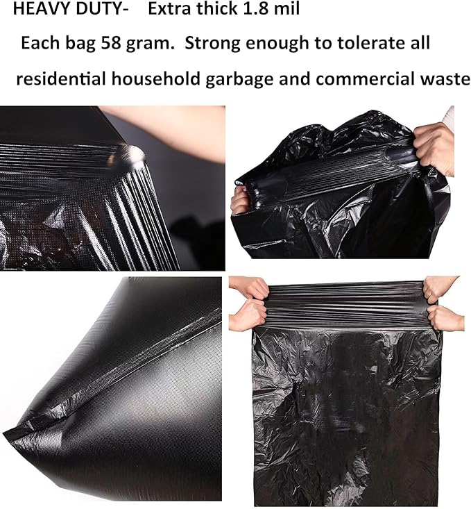 65 Gallon Trash Bags 1.8 Mil -50''x55'' Pack of 50 Thick Large Heavy Duty Multi-Use Garbage Bags Extra Large Strong Trash Can Liners for Office, Picnic,Kitchen, Bulk Bags (65 Gallon 50 Count)