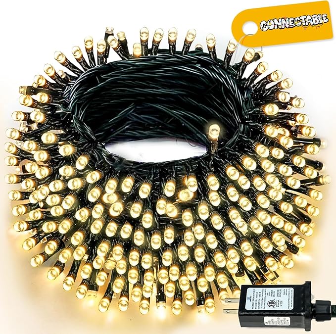 Connectable 240LED 88Ft 13Modes Christmas Lights Indoor Outdoor | Extendable Green Wire Christmas String Lights with Timer | Twinkle Fairy Light Plug in for Xmas Tree Garden Decor Party (Warm White)