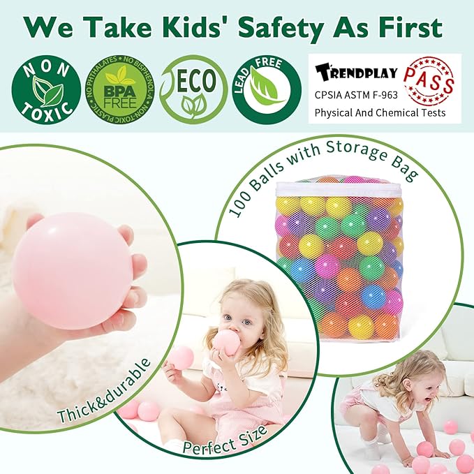TRENDPLAY Plastic Balls for Ball Pits 2.2 Inch, Pack of 50 100 200 500 Hollow Balls, Perfect for Toddler Baby Pools,Party,Festival Decoration