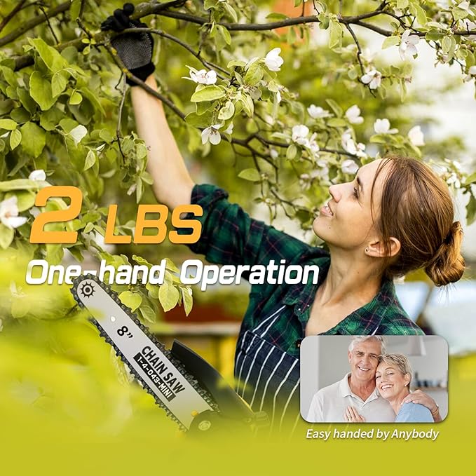 Cordless Mini Chainsaw 8 inch for Dewalt Battery 20v Max, Auto-Oiler, Hand Held Chain Saw Battery Powered for Wood Cutting, Brushless Battery Tree Saw for Tree Trimming/Pruning(Tool Only)