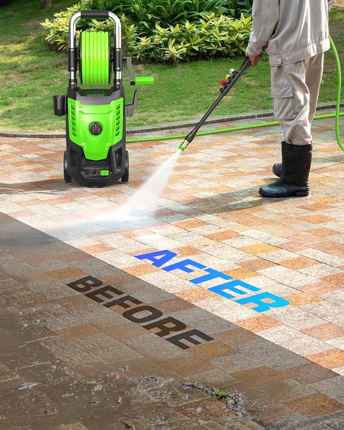 Pressure Cleaner, Portable Power Cleaner with 4 QC Nozzles and Soap Bottle, Cleaner Machine for Cars/Home/Driveways/Patios/Decks/Fences