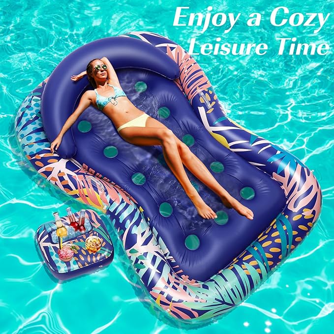 HeySplash Pool Lounger Float for Adult, Inflatable Pool Floats Bed Cooling Contour Lounger Rafts, Water Rafts for Lake, Outdoor Beach Pool Party