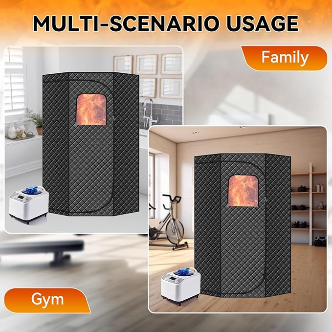 Durable and Portable pentagonal (46 x46 x67) Home Sauna Tent, Equipped with a Quick Heating steam Room, Remote Control, Folding Chairs, and Floor mats, Suitable for Indoor and Outdoor Relaxation