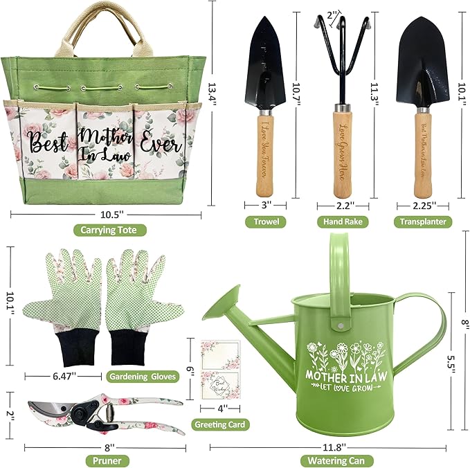 Mother in Law Gifts, Garden Kit Mother in Law Gifts from Daughter in Law Floral Gardening Tool and Durable Garden Tools Organizer Bag, Gardening Set for Women, Plant Lover Christmas Birthday Present