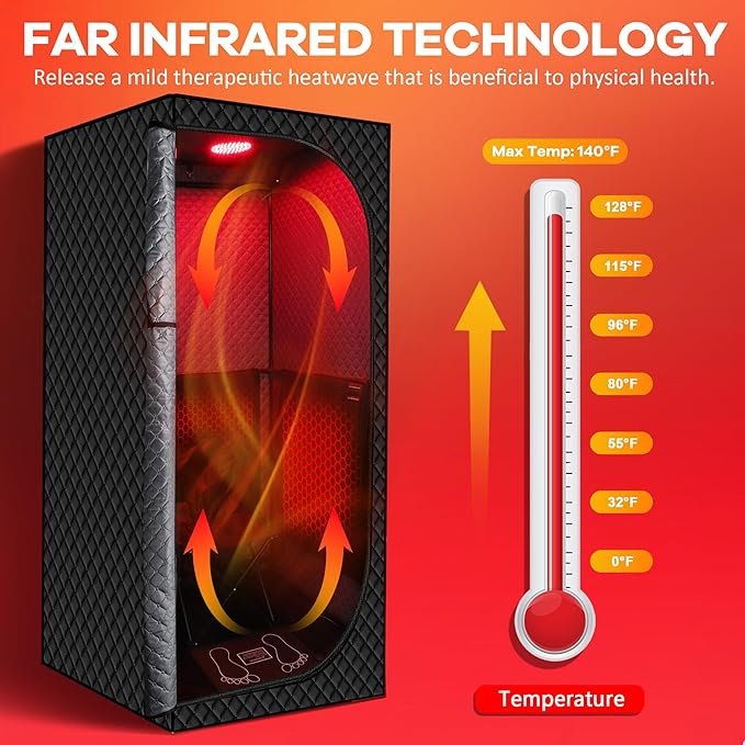 MIXC Upgraded Infrared Sauna Box – Ideal for Relaxation & Detoxification | Includes Folding Chair | Multi-Layer Full-Body Sauna Tent for Home, Spa, Indoor, Outdoor & Gym Use (Infrared Version-Black)