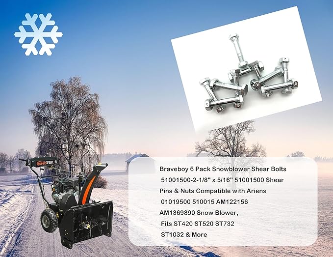 Replaces Shear Pins and Nuts for Ariens 532005 53200500 510016 51001600 Snow throwers(10 Pack)