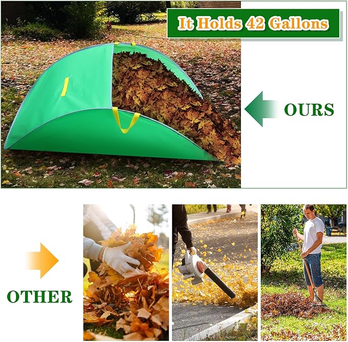 Leaf Collector, Foldable Leaf Bags, Portable Pop Up Lawn and Leaf Collector, Patent Number D1005635, Reusable Yard Garden Bags for Leaves Lawn Trash