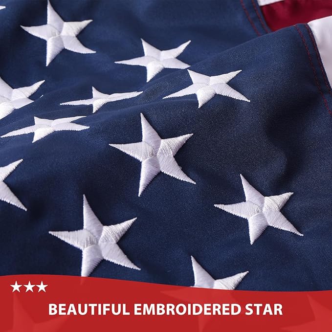 American Flag 4x6 Ft Ultra Durable Tear-Resistant Series, Made From Heavy Duty Water Resistant Polyester Canvas Embroidered Stars, Sewn Stripes, Brass Grommerts US/USA Flags Perfect