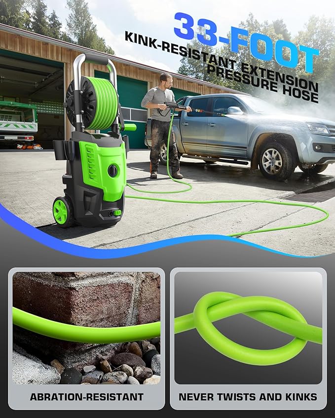 Pressure Cleaner, Portable Power Cleaner with 4 QC Nozzles and Soap Bottle, Cleaner Machine for Cars/Home/Driveways/Patios/Decks/Fences